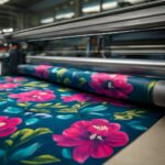 Digital print fabric with elephant prints and polaroids